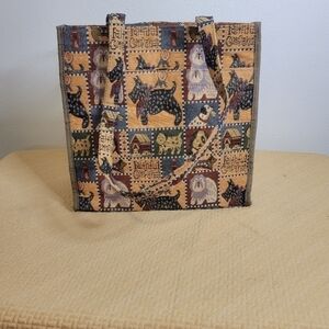 Faithful companion dog tapestry tote bag